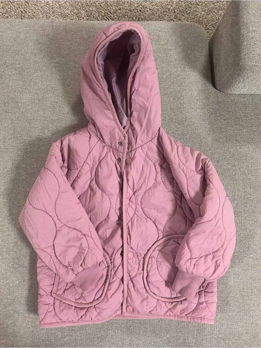 Zara Quilted Hooded Puffer Jacket - Dusty Pink